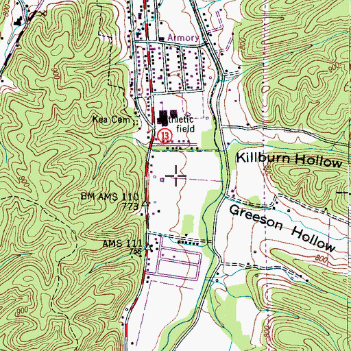 Topographic Map of Cantrell Subdivision, TN