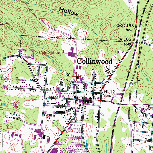 Topographic Map of Collinwood Elementary School, TN