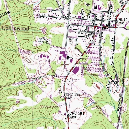 Topographic Map of Collinwood Industrial Park, TN