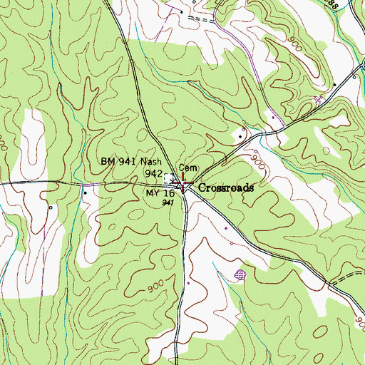 Topographic Map of Crossroads Church, TN