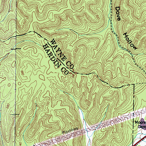 Topographic Map of Dickson Bluff Ridge, TN
