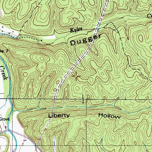 Topographic Map of Dugger Hollow Prospects, TN