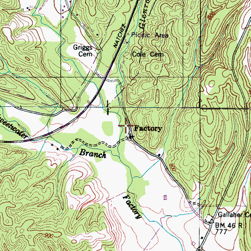 Topographic Map of Factory School (historical), TN