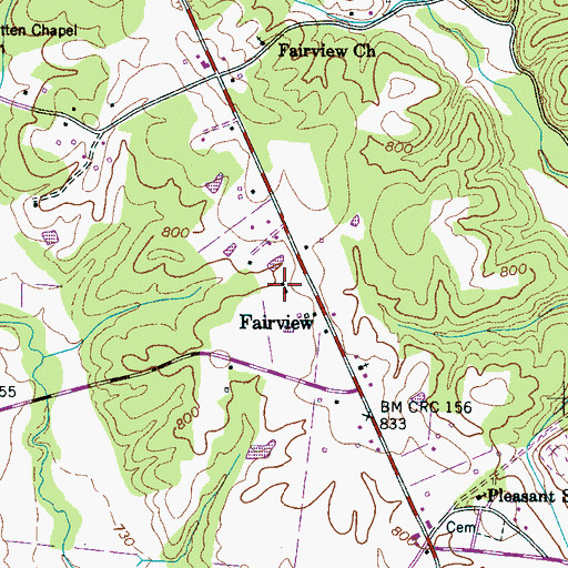 Topographic Map of Fairview School (historical), TN