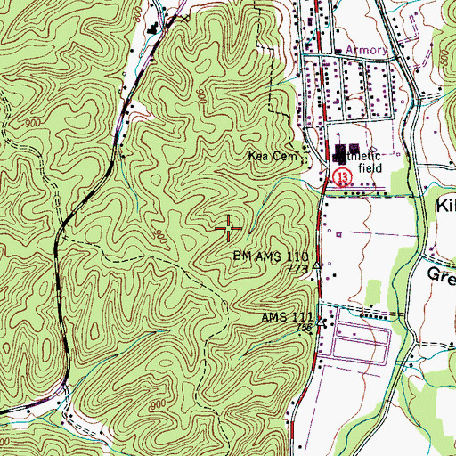Topographic Map of Forrest Hills, TN