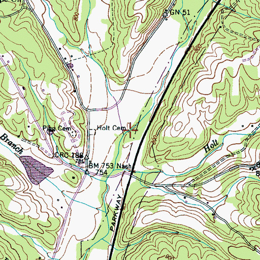 Topographic Map of Gilchrist Branch, TN