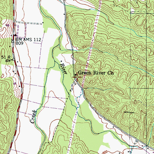 Topographic Map of Green River (historical), TN