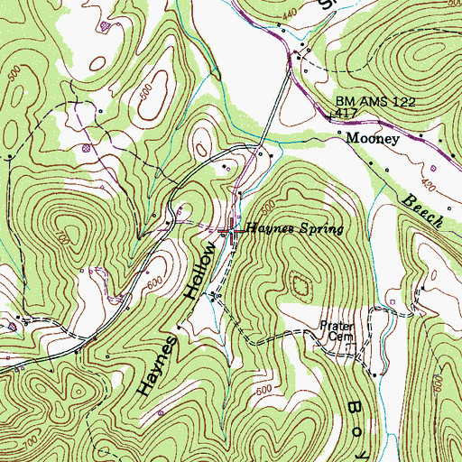 Topographic Map of Haynes Spring School (historical), TN