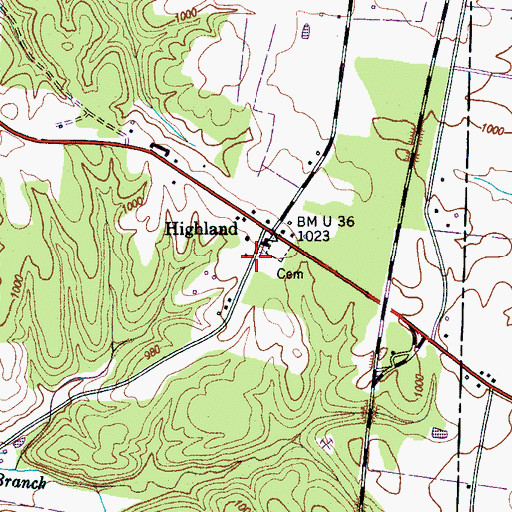 Topographic Map of Highland School (historical), TN