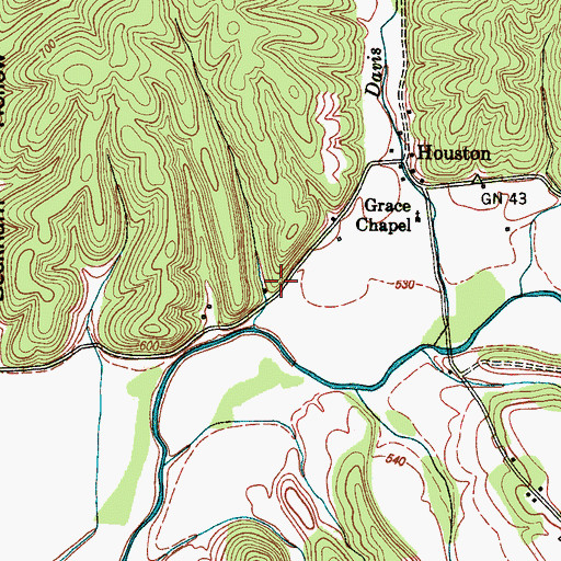 Topographic Map of Houston School (historical), TN
