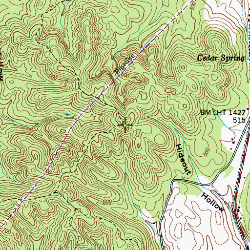 Topographic Map of Hughes Hill, TN