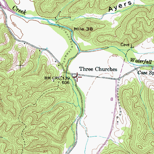 Topographic Map of Indian Creek School (historical), TN
