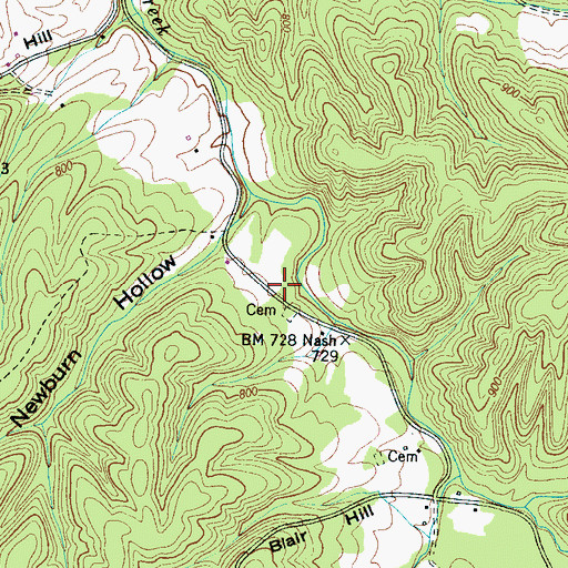 Topographic Map of Masonic Hall (historical), TN