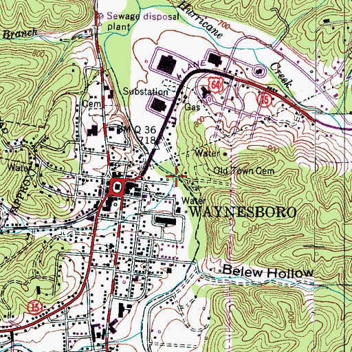 Topographic Map of Negro Hollow Branch, TN
