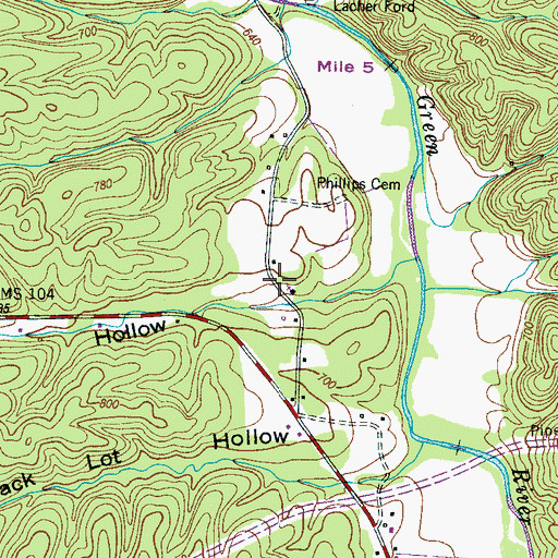 Topographic Map of Phillips School (historical), TN