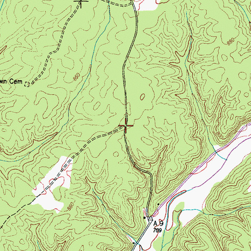 Topographic Map of Sage (historical), TN