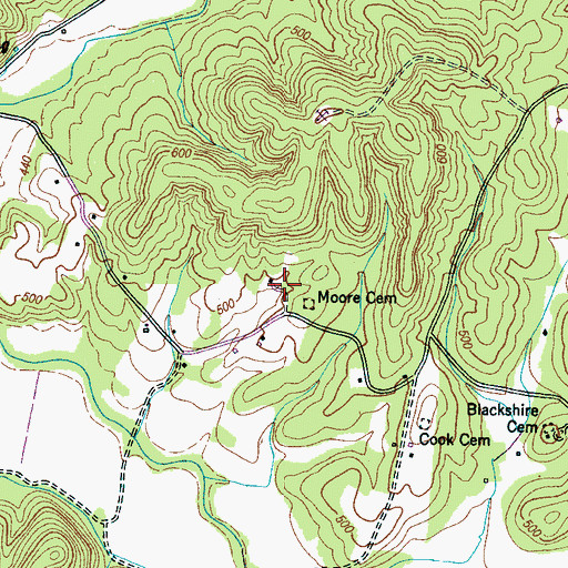Topographic Map of Shady Grove School (historical), TN