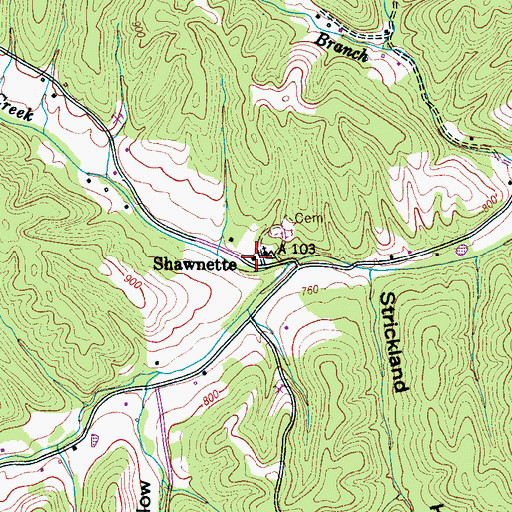 Topographic Map of Shanatee School (historical), TN