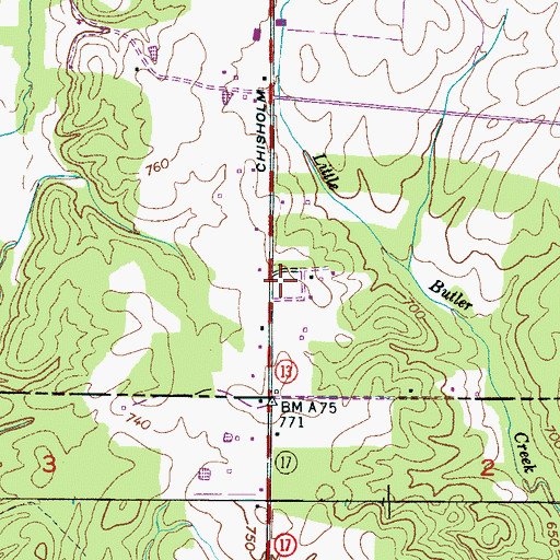 Topographic Map of State Line Church (historical), TN