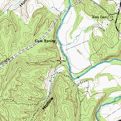 Topographic Map of Stitch Hollow, TN