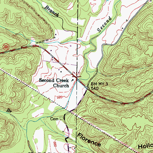 Topographic Map of Stout, TN