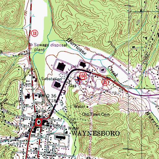Topographic Map of Wayne Medical Center, TN