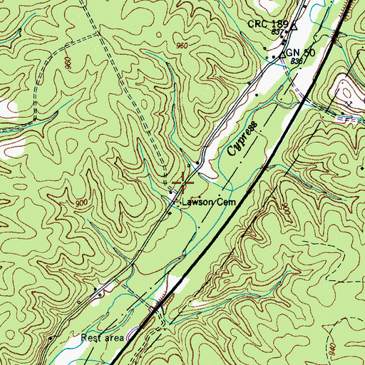 Topographic Map of Whittens Stand (historical), TN