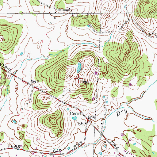 Topographic Map of Thompson Hills, TN