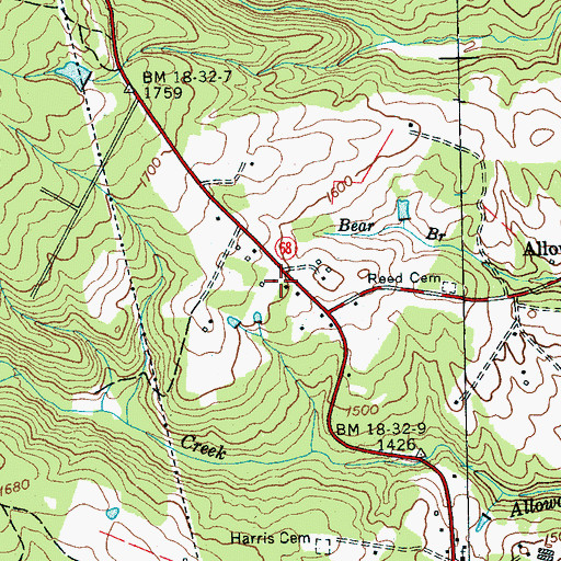 Topographic Map of Alloway School (historical), TN