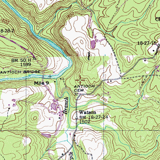 Topographic Map of Antioch Church (historical), TN