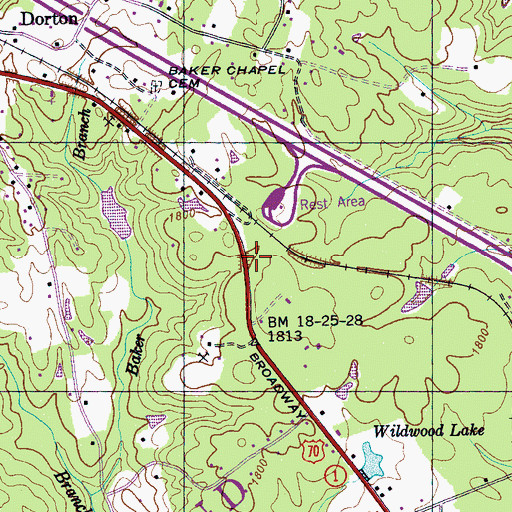 Topographic Map of Bowling, TN