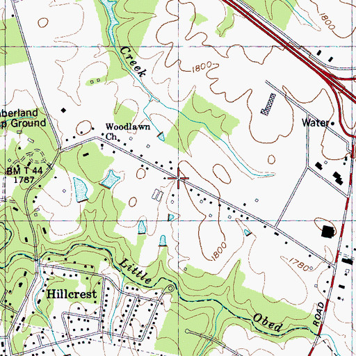 Topographic Map of Crossville Estates, TN