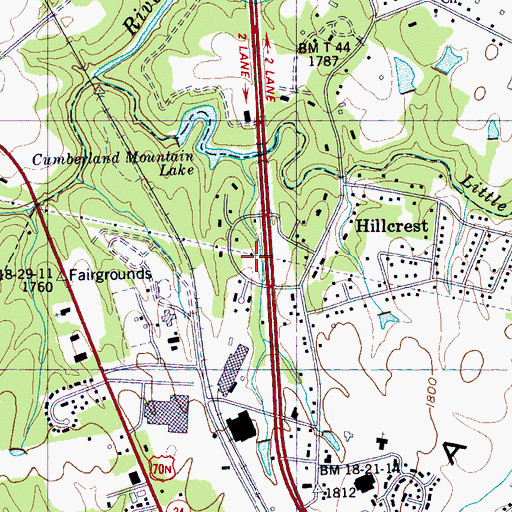 Topographic Map of Cumberland Heights, TN