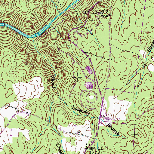 Topographic Map of Catoosa Canyon, TN
