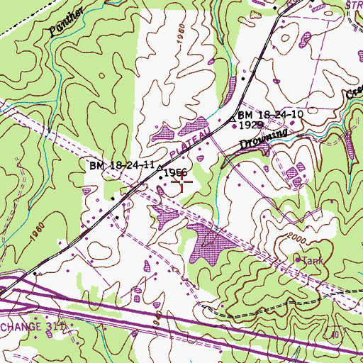 Topographic Map of Drowning Creek, TN