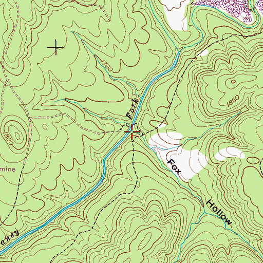 Topographic Map of Fox Hollow Branch, TN