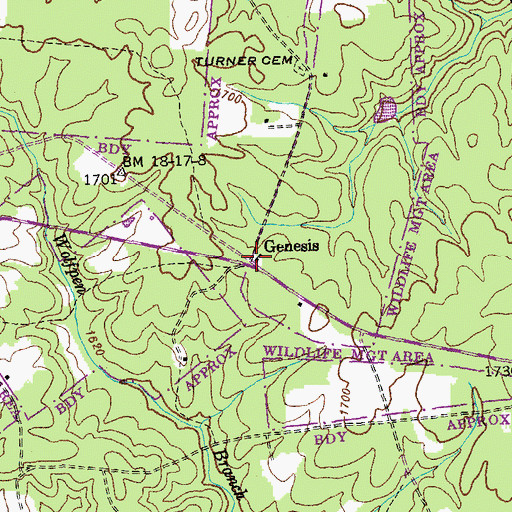 Topographic Map of Genesis School (historical), TN