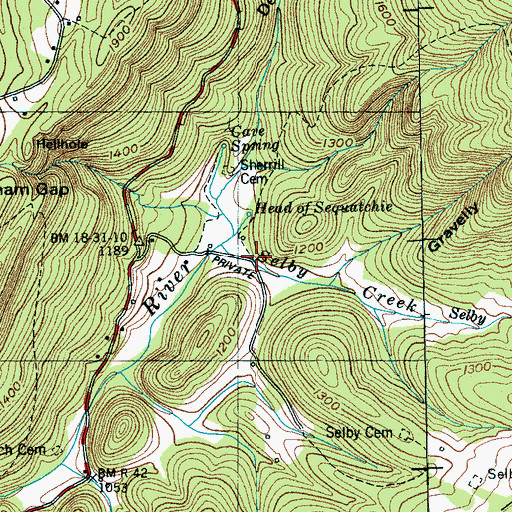Topographic Map of Hinch Mill (historical), TN