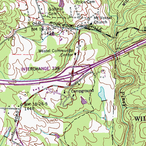 Topographic Map of Interchange 338, TN