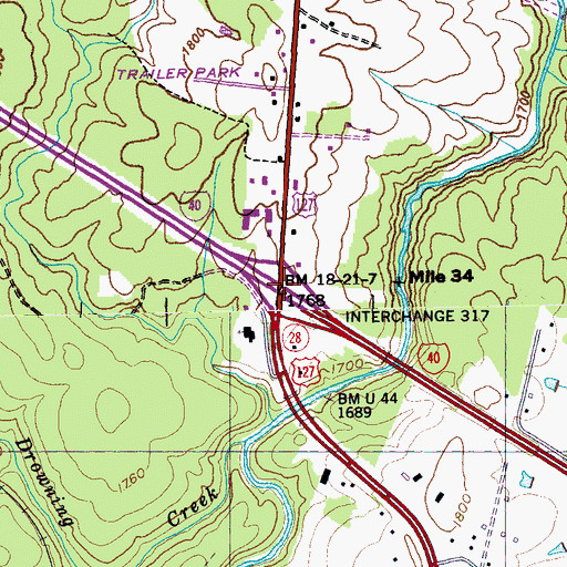 Topographic Map of Interchange 317, TN