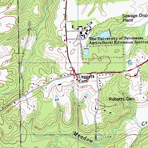 Topographic Map of Legget (historical), TN