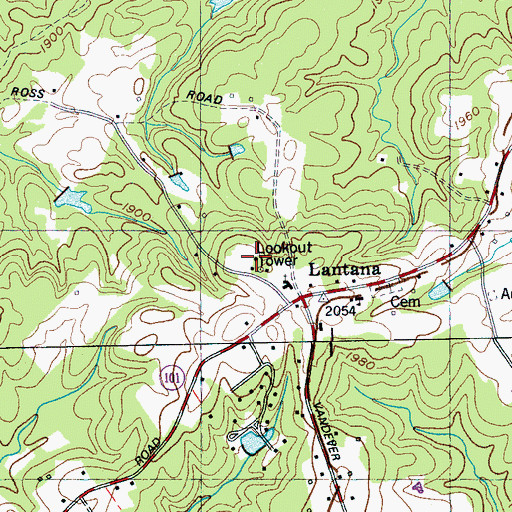 Topographic Map of Lantana Fire Tower, TN