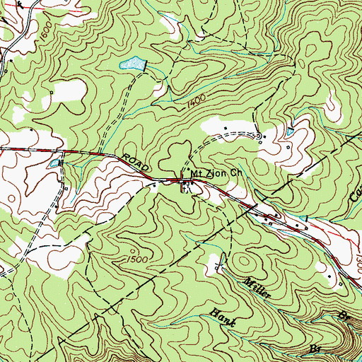 Topographic Map of Mount Zion, TN