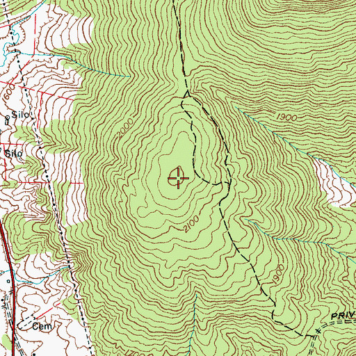 Topographic Map of McCullough Mountain, TN