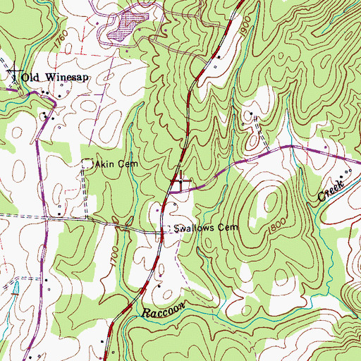 Topographic Map of Mount Union School (historical), TN
