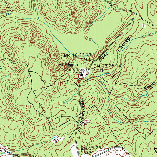 Topographic Map of Mount Pisgah School (historical), TN