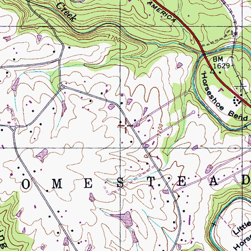 Topographic Map of Mountain View Estates, TN