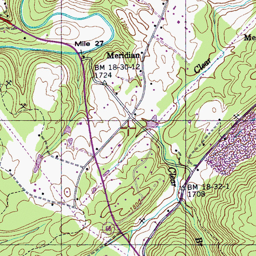 Topographic Map of Meridian School (historical), TN