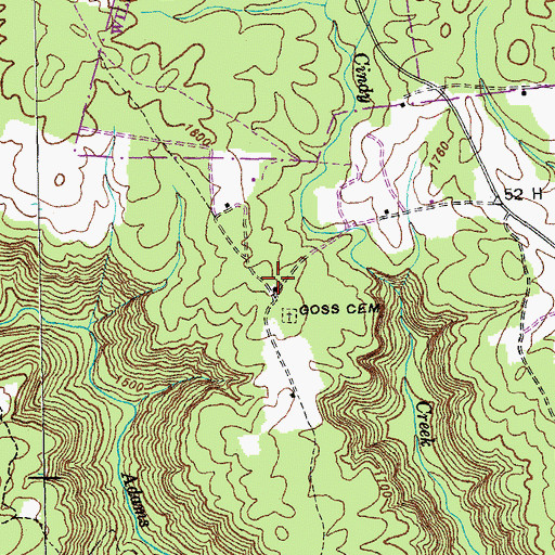 Topographic Map of Mill Creek School (historical), TN