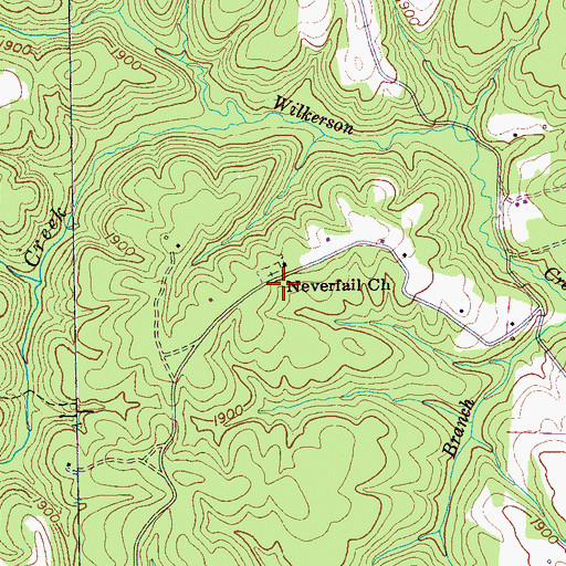 Topographic Map of Neverfail (historical), TN